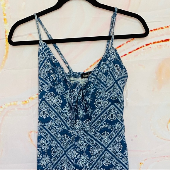 Derek Heart Pants - Derek Heart // Blue and white paisley jumpsuit